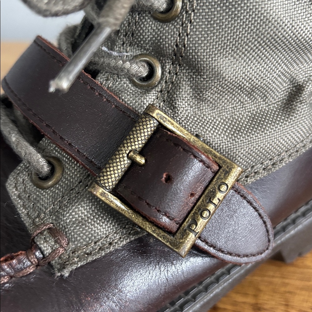 Polo Ralph Lauren Ranger Tumbler Youth Canvas and Leather Lace-Up Boots size 4 - Picture 7 of 11